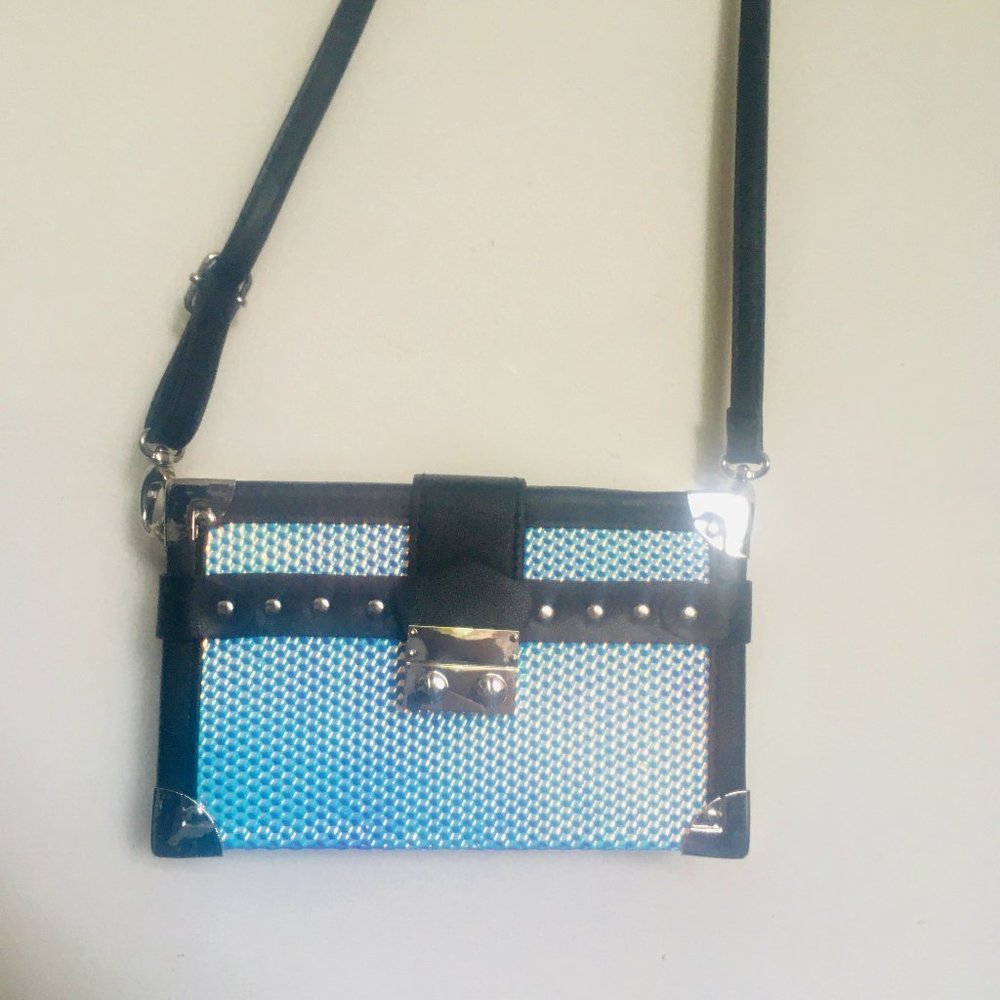 call it spring colorful, iridescent, holo, small purse